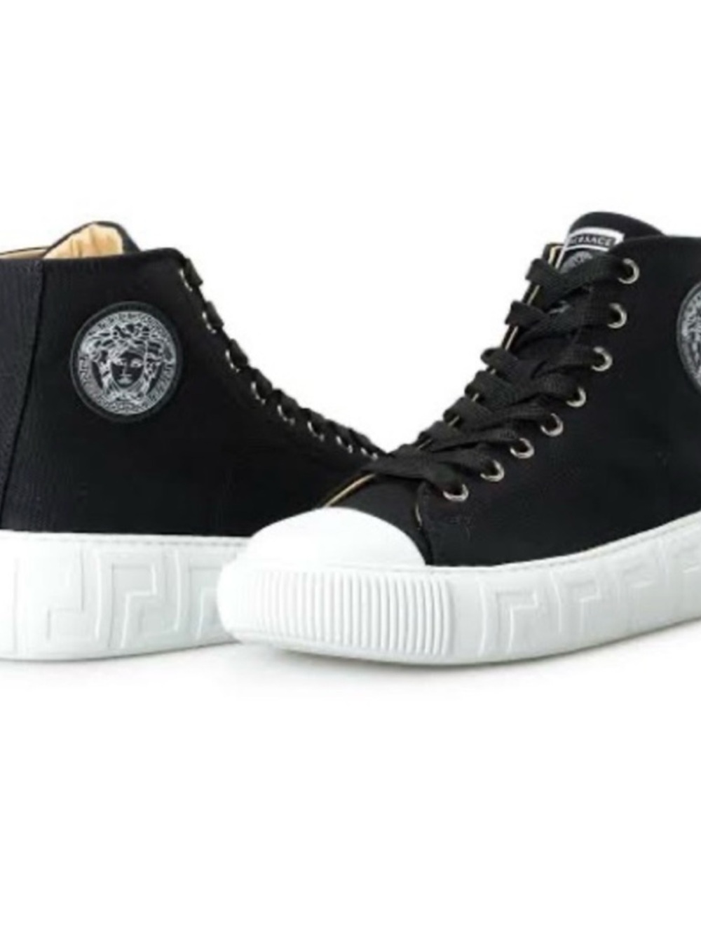 Versace Black Suede Greca High-Top Sneakers